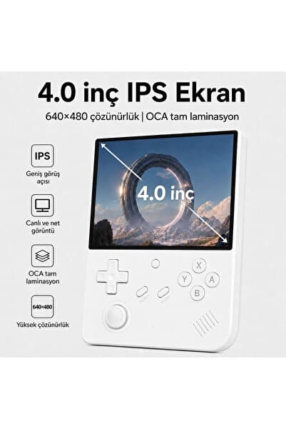 ANBERNIC RG 40XXV Taşınabilir El Oyun Konsolu, 4.0 inç IPS Ekran, Retro Game Boy PSP Oyun Konsolu