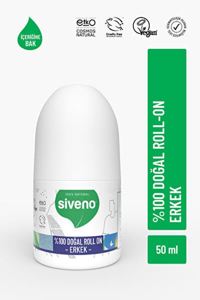 Siveno %100 Doğal Roll-on Erkek Deodorant Ter Kokusu Önleyici Bitkisel Leke Bırakmayan Vegan 50 ml