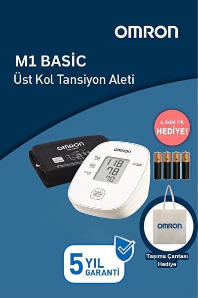 Omron M1 Basic Üst Koldan Dijital Tansiyon Aleti – Tek Tuşla Ölçüm, 5 Yıl Garantili + Taşıma Çanta Hediye