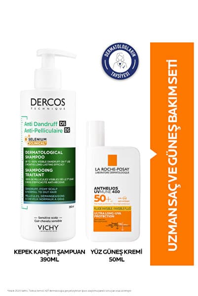 La Roche Posay Uzman Saç ve Güneş Bakım Seti: Anthelios Yüz Güneş Kremi 50 Ml & Dercos Kepek Karşıtı Şampuan 390 Ml