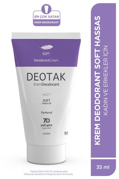 Deotak Soft Hassas Koruma Krem Deodorant 7 Güne Kadar Etkili Hassas Ciltler İçin Unisex