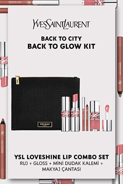 Yves Saint Laurent YSL Loveshine Nude Lavalliere Lip Combo Seti - Çanta Hediyeli - Ruj & Gloss & Lipliner 7829999999310