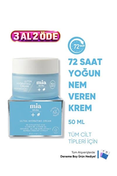 mia klinika 72 Saat Etkili Su Bazlı Yoğun Nemlendirici Yüz Kremi