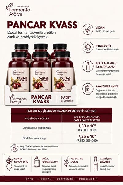 FERMENTE ATÖLYE Pancar Kvass (300 ml.) 6'lı Fırsat Paketi (Pet Şişede)