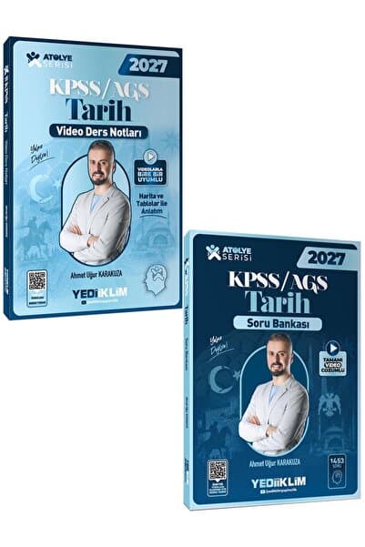 Yediiklim Yayınları 2027 KPSS AGS Atölye Serisi Genel Kültür Tarih Video Ders Notu ve Soru Bankası Seti 2 Kitap