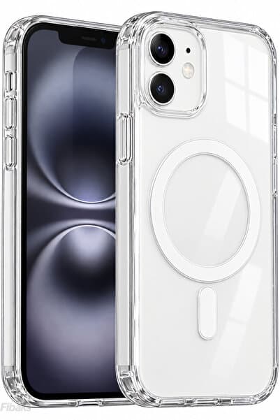 Fibaks iPhone 11 Kılıf (Çizik Değil İç ve Dış Jelatinleri Sökünüz) Magsafe Wireless Köşe Koruma Darbe Emici Şeffaf Sert Silikon