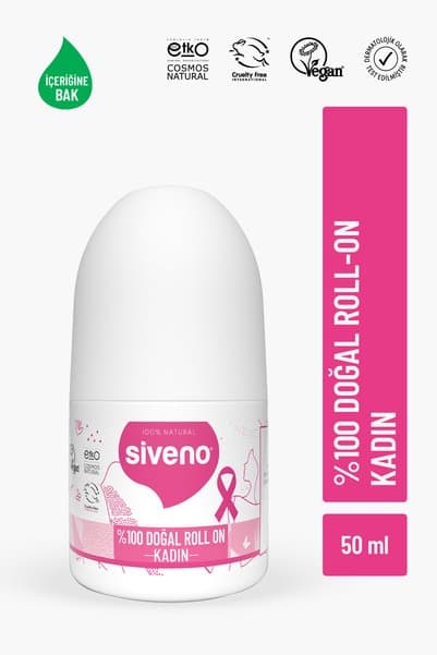 Siveno %100 Doğal Roll On Kadın Deodorant Ter Kokusu Önleyici Bitkisel Leke Bırakmayan Vegan 50 ml