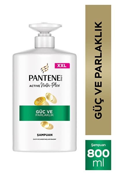 Pantene Pro-V Güç ve Parlaklık, Elektriklenen Cansız Saçlar İçin Şampuan 800ml Pompalı Şişe