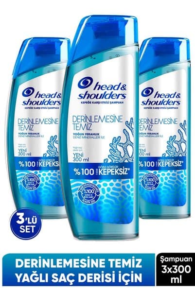 Head & Shoulders Derinlemesine Temiz Yağlı Saç Derisi İçin Yoğun Ferahlık Deniz Mineralleri 300 Ml x 3 Adet