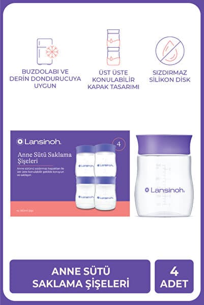 LANSINOH Anne Sütü Saklama Şişeleri 4 Adet 160ml