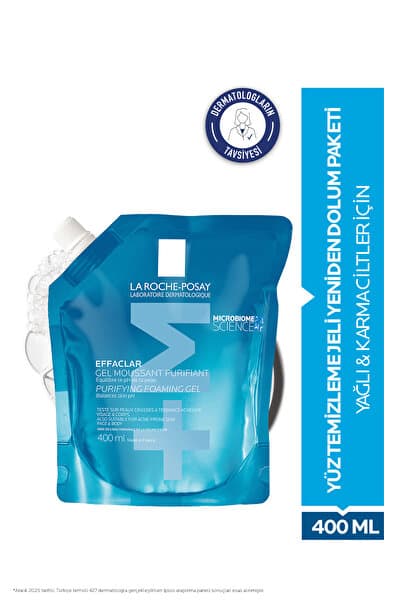 La Roche Posay Yağlı ve Akneye Eğilimli Ciltler İçin Effaclar Yüz Temizleme Jeli Yeniden Dolum Paketi- Refill 400ml