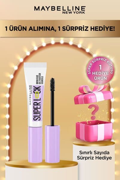 Maybelline New York Super Lock Brow Glue Kaş Sabitleyici Maskara - Şeffaf + Süper Sürpriz Kutu Hediye!