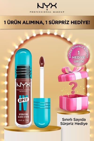 NYX Professional Makeup LIP I.V. Vitamin İçeren Parlatıcı Tint - 05 Mocha Me Wet + Süper Sürpriz Kutu Hediye!