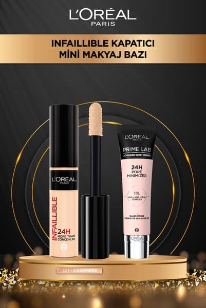 L'Oreal Paris Infaillible 327 Tüm Yüze Uygulanabilir Kapatıcı & Prime Lab Pore Mini