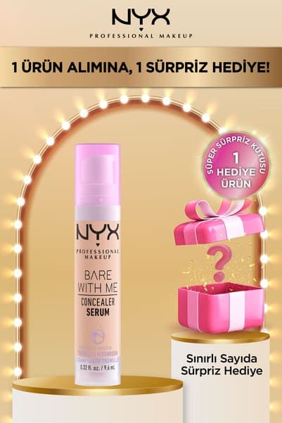 NYX Professional Makeup Bare With Me Kapatıcı Serum 02 Light Concealer + Süper Sürpriz Kutu Hediye!