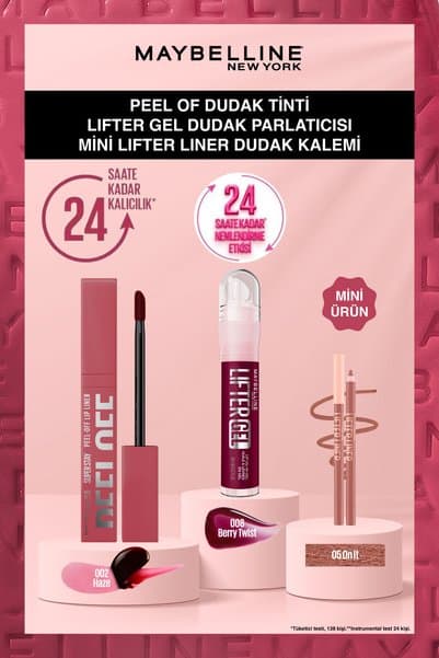 Maybelline New York Peel Off Liner 002 Haze & Lifter Gel 008 Berry Twist & Lifter Liner 05 Mini