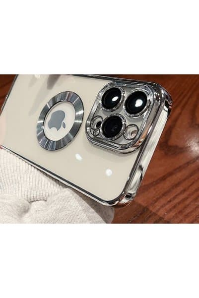 Genel Markalar Apple iPhone 15 Pro Cep Telefon için Uyumlu Kılıf Yuvarlak Logo Gösteren Kamera Korumalı Omega Kapak