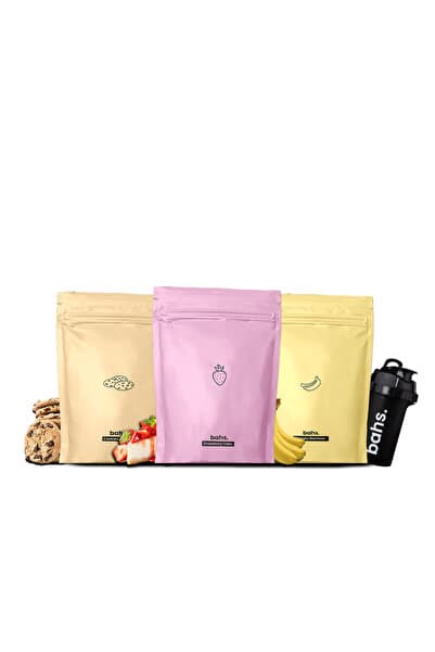 Bahs x3 Öğün Tozu | Cookies Dream - Strawberry Cake - Happy Banana | Complete Shaker