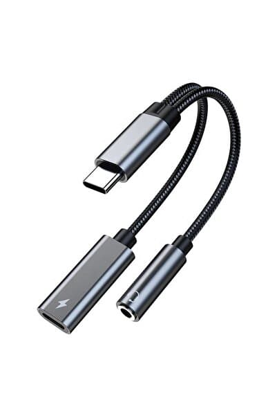 Deppo Trend Samsung Xiaomi Uyumlu Type-c Kulaklık Çevirici Şarj Dönüştürücü Örgü Kablo Bluetooth Gerektirmez