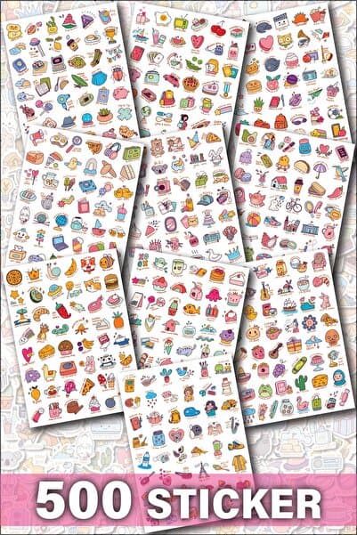 NeoPrint 500 Adet Sticker - Planner, Ajanda Ve Günlükler Için Eğlenceli Etiket Kitabı - Sticker Book