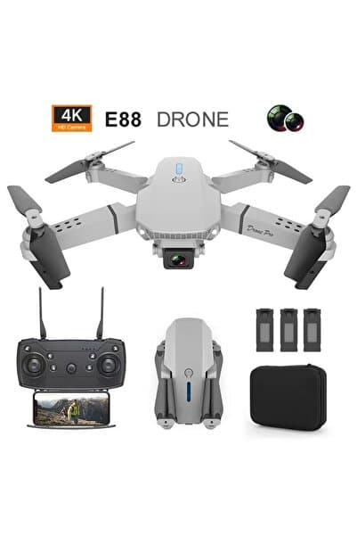 JUNGLEE E88 DRONE 4K HD ÇİFT KAMERALI DRONE APP KONTROL WİFİ Lİ KATLANABİLİR QUATCOPTER X3 BATARYA
