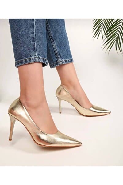 Lady kadın gold metalik topuklu ayakkabı stiletto