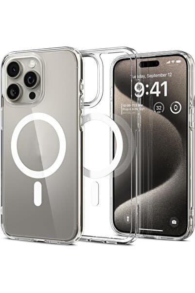 Powerfox iPhone 15 Pro Max Uyumlu Gerçek Magsafe Özellikli Sert Şeffaf Kılıf