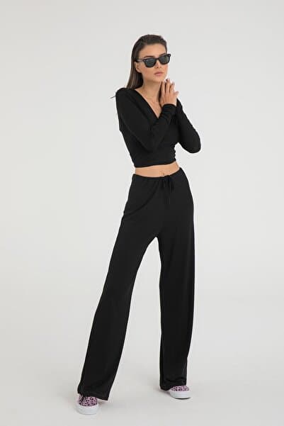 SHEISMONO Ultra Soft Bağcıklı Pantolon Siyah