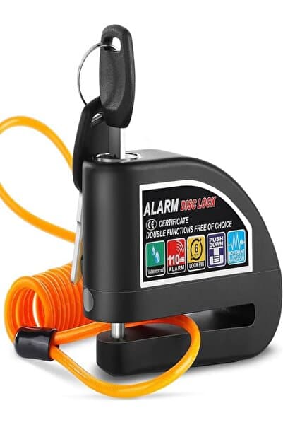FULLTECH BİLİŞİM Motosiklet İçin Su Geçirmez, 120dB Alarmlı Ve Halatlı Disk Kilidi Motorsiklet Kilidi
