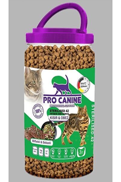 PRO CANINE Professıonal Biftekli -sebzeli Kısır & Obez Sterılısed 42 Yetişkin Kedi Maması 3 Lt