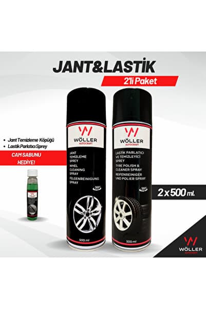 Wöller Lastik Parlatıcı Sprey ve Jant Temizleme Köpüğü 2'li Paket 2x500 Ml.