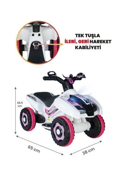 ujtoys Rnger Beyaz Prenses Müzikli ve Led Işıklı Akülü Bingit Atv 6V
