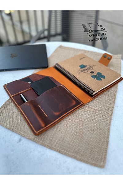 Leather Anatolia Hakiki Deri El Yapımı A5 Defter Kılıfı, Deri Ajanda Çantası,Hakiki Deri Organizer Not Defteri Kılıfı