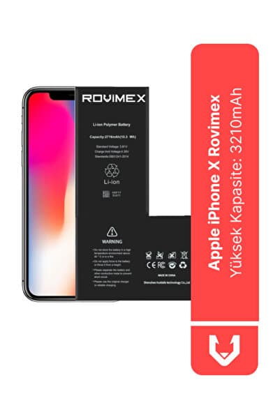 Rovimex Uyumlu Iphone X Yüksek Kapasite Batarya Pil
