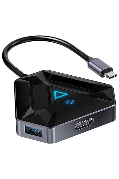 porodo Gaming 6in1 4K 60Hz HDMI Oyuncu Hub, 100W PD Şarj Destekli USB-C Çoklayıcı