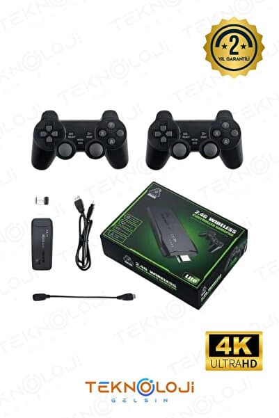 Teknoloji Gelsin Gaming Atari 2.4g Uyumlu Kablosuz Çift Kol Atari Retro 20000 Oyun Game Stick
