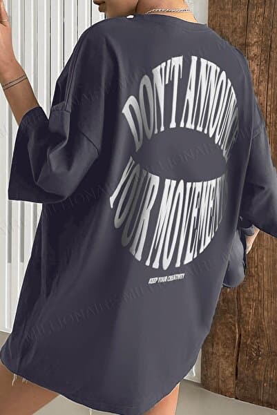 Teenage Millionaire Dont Announce Füme Oversize Salas Boyfriend Kadın T-shirt