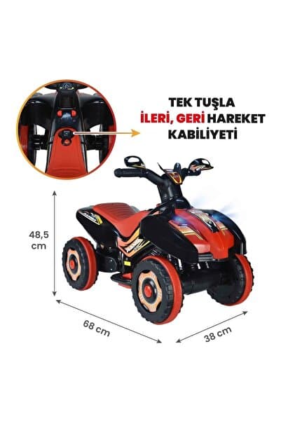 Genel Markalar Led Işıklı Müzikli Akülü Araba Atv Motor 2-4 Yaş - 6V