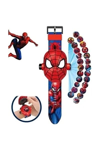 TRUST STORE Spiderman Örümcek Adam Projeksiyonlu Saat 24 Farklı Karakteri Duvara Yansıtır