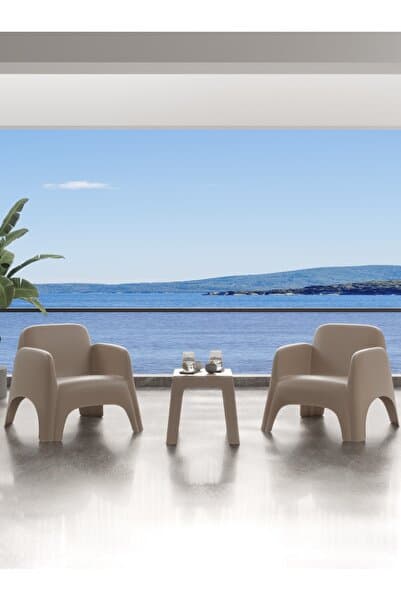 Modalife Şile Pratik Bahçe, Balkon, Teras Oturma Takımı 1-1-Sehpa Bahçe Takımı, Bahçe Mobilyası / Cappucino