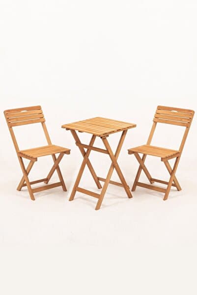 Meya Dekor Balkon Bahçe Mutfak 3'lü Bistro Set Katlanır 2 Sandalye 1 Masa
