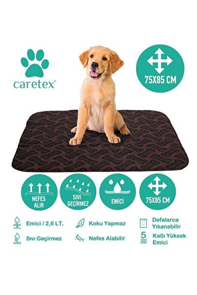 Abso Yıkanabilir 4 Emici Köpek Pedi Kahve Kemik Baskılı ( 75 X 85 Cm. )