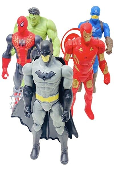 Brother Toys Spiderman Hulk Kaptan Amerika Batman Ironman 17cm. Işıklı Figürler Set