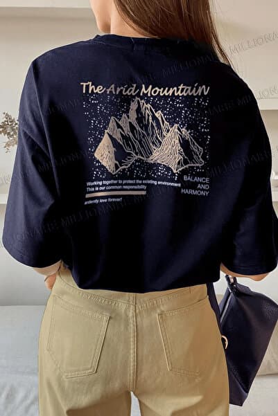 Teenage Millionaire Kadın Arid Mountain Lacivert Oversize Salas T-Shirt