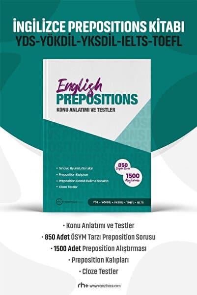 RH Pozitif Yayınları İngilizce Prepositions Kitabı - Yds / Yökdil / Ydt - Konu Anlatımı Ve Testler - 1500 Alıştırma