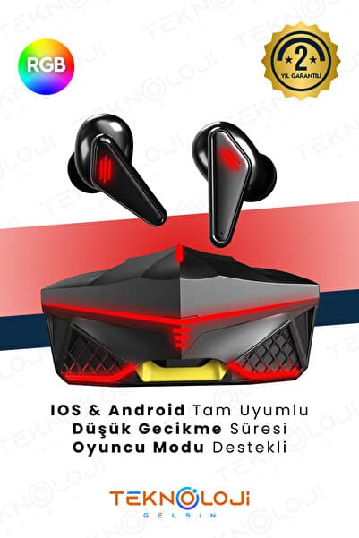Teknoloji Gelsin Işıklı Kablosuz Bluetooth Kulaklık Oyuncu Kulaklığı Rgb Profesyonel Ses Kalitesi