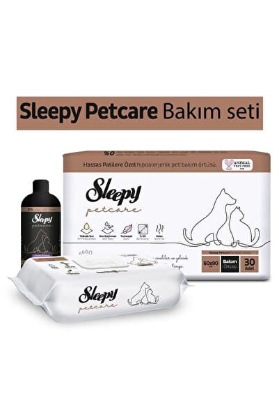 Sleepy Petcare Bakım Seti ( 30'lu Pet Bakım Örtüsü + 60 Yaprak Islak Havlu + 500 ml Şampuan )