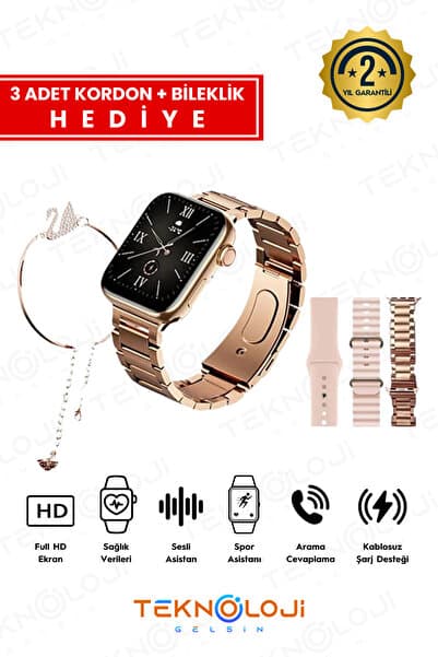 Teknoloji Gelsin Kadın Akıllı Saat Smart Watch G9 Mini Flamingo Kolye Hediyeli Ios ve Android Uyumlu 38mm 2.2inç