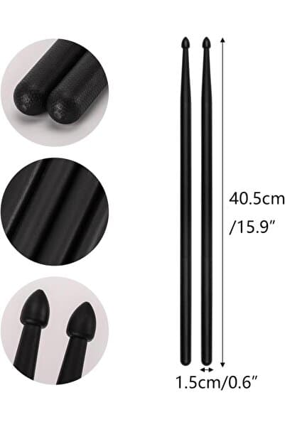 Mendini Baget Siyah Polyamide Kırılmaz 5 A - Davul - Bateri Bageti Drumsticks 5a Pürüzsüz Yüzey