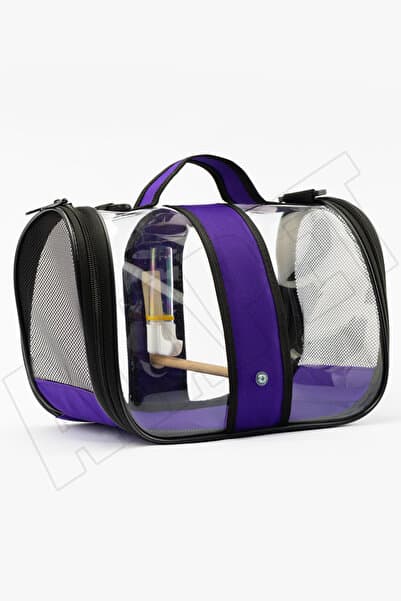 ENS PLASTİK Kuş Taşıma Çantası Suluklu Tünekli 32x22x20 Büyük Boy 1. Kalite, Mor